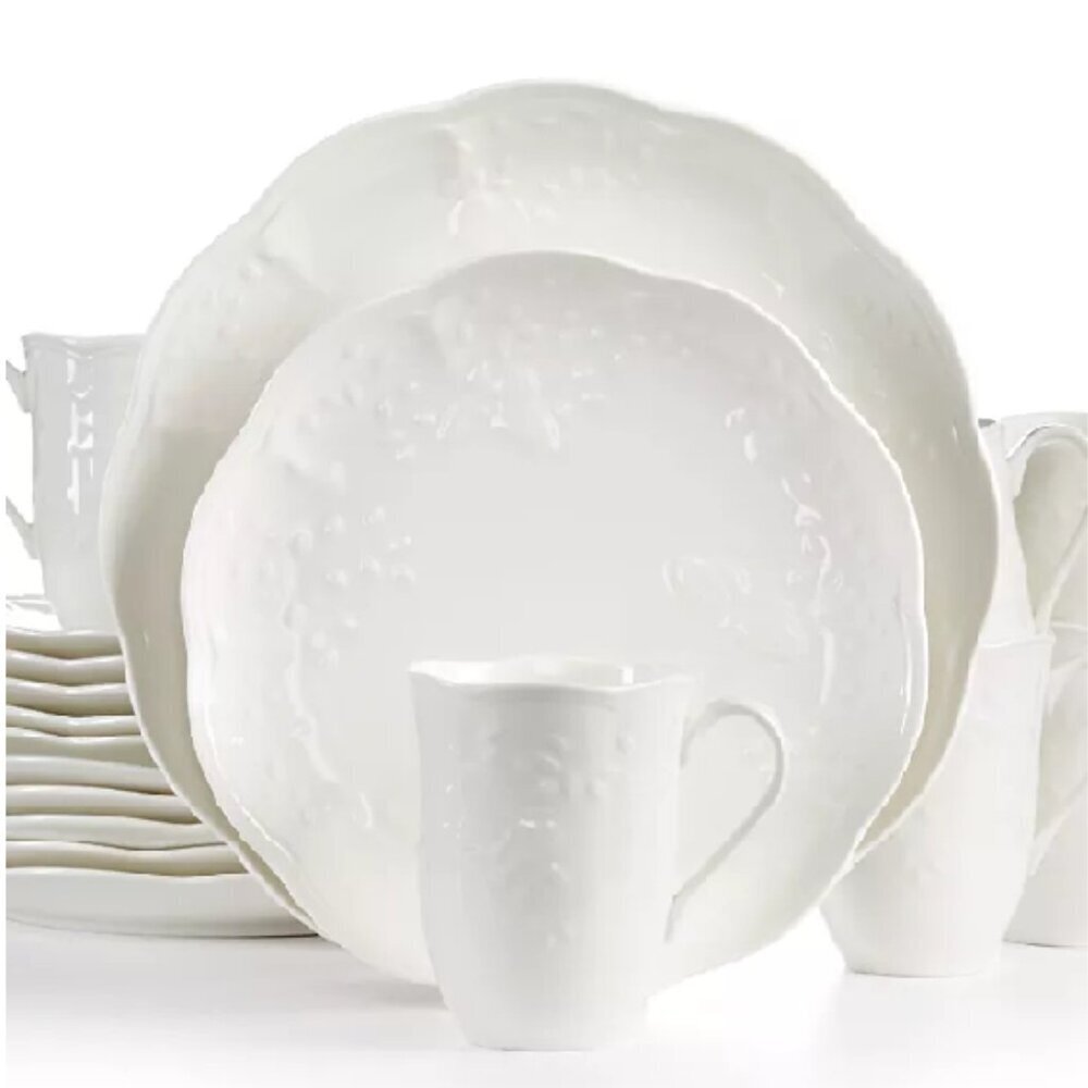 Like New Lenox Butterfly Meadow Cloud 10 7/8"" Dinner Plate White Set Of 6